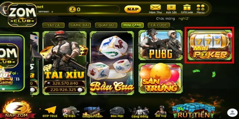 Tổng quan về trò chơi Mini Poker ZOMCLUB