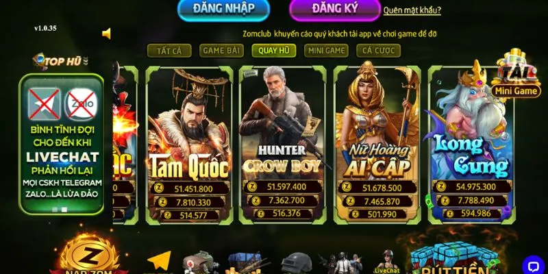 Game Nổ Hũ Long Cung ZOMCLUB Nhận Thưởng Hàng Trăm Triệu Đồng