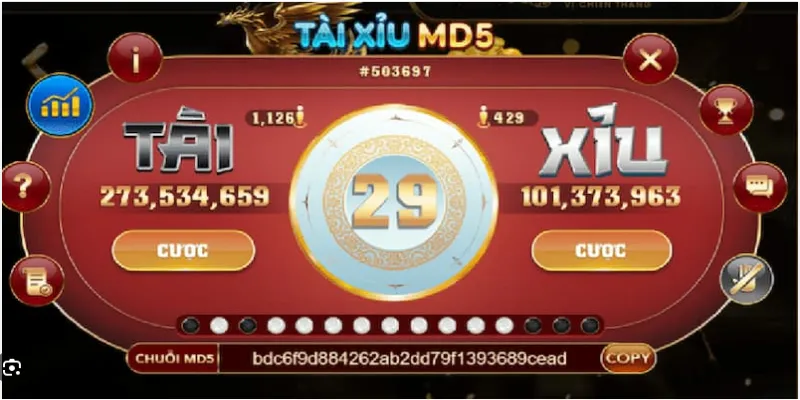 Giao diện game tài xỉu MD5 ZOMCLUB